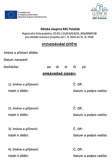 vyzvedávání dítěte